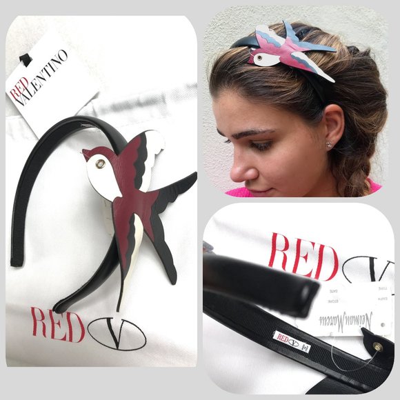 Auc Red Valentino leather lrg flying bird headband
